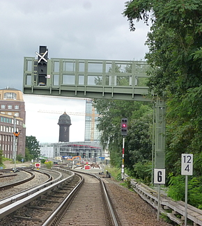 Errichtung diverser Signalausleger über Gleis